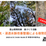 6月13日「通気・浸透水脈改善整備による樹勢回復」里山環境改善　森づくり活動