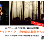 10月16日　「里山ナイトハイク　夜の森は動物たちの世界　～　ネイチャーガイドと行く森まなび活動」